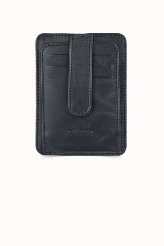 Guard Vertical Crazy Black Leather Card Holder