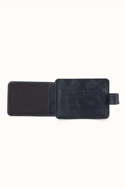 Guard Vertical Crazy Black Leather Card Holder - Thumbnail
