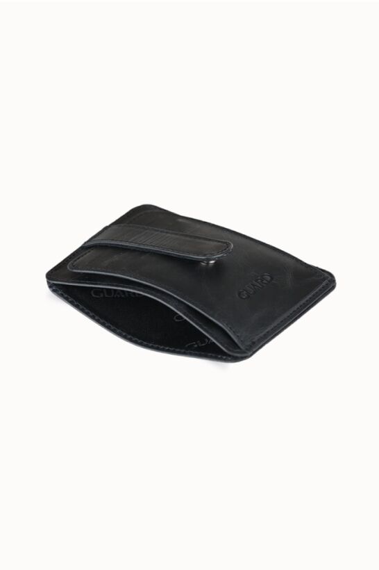 Guard Vertical Crazy Black Leather Card Holder
