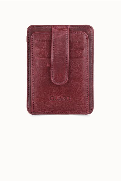 Guard - Guard Vertical Crazy Claret Red Leather Card Holder