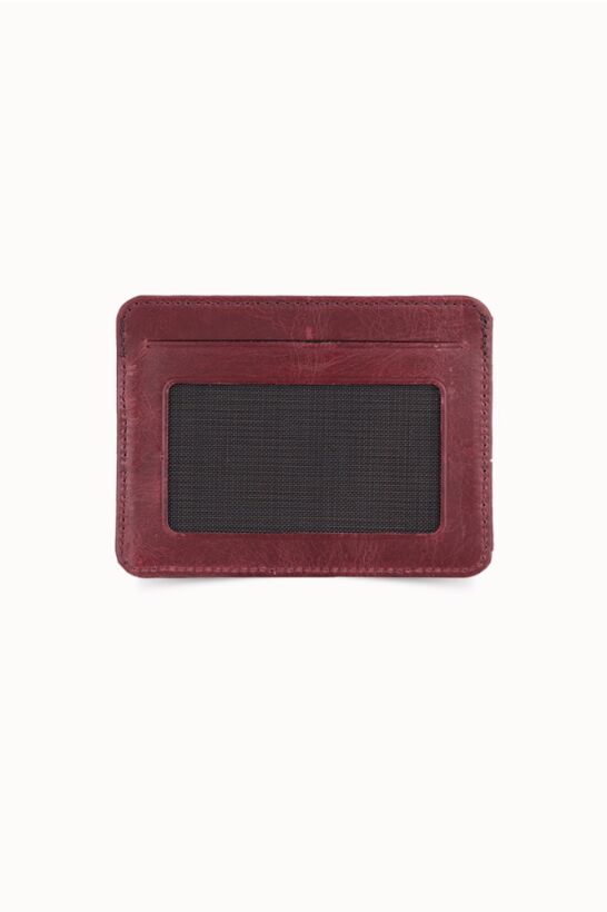 Guard Vertical Crazy Claret Red Leather Card Holder