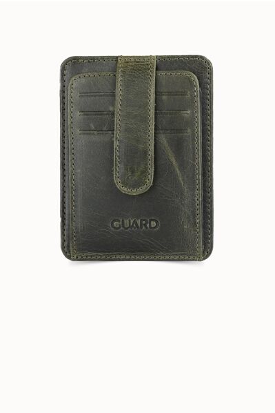 Guard - Guard Vertical Crazy Green Leather Card Holder