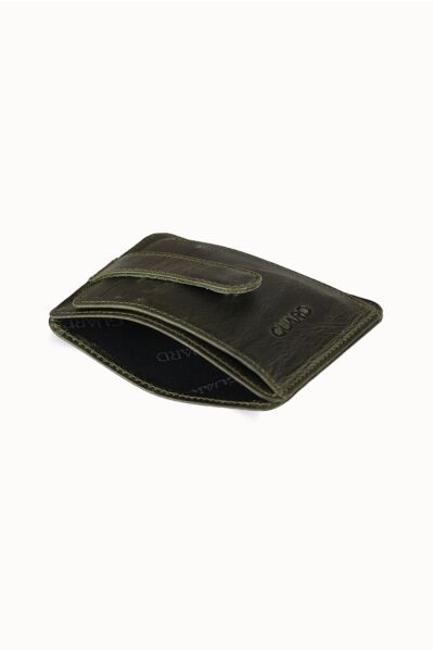 Guard Vertical Crazy Green Leather Card Holder - Thumbnail