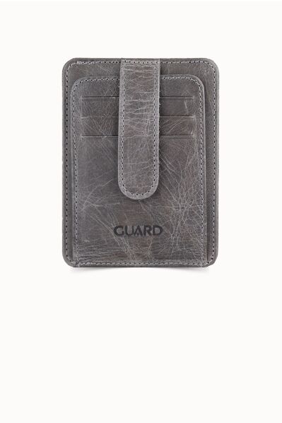 Guard - Guard Vertical Crazy Grey Leather Card Holder