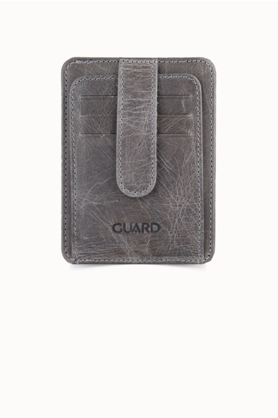 Guard Vertical Crazy Grey Leather Card Holder