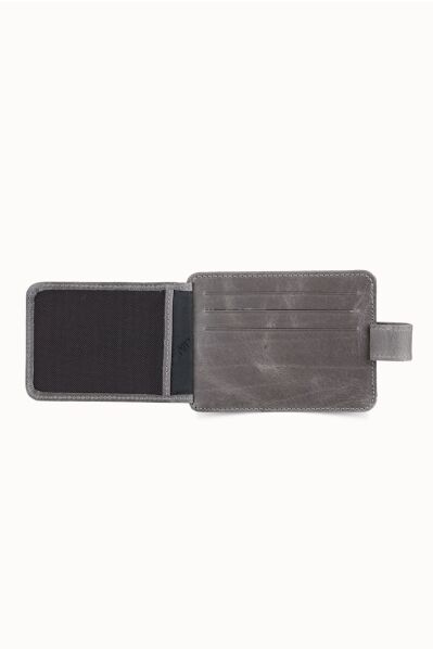 Guard Vertical Crazy Grey Leather Card Holder - Thumbnail