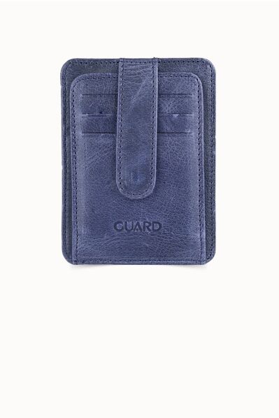 Guard - Guard Vertical Crazy Navy Blue Leather Card Holder