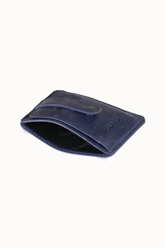 Guard Vertical Crazy Navy Blue Leather Card Holder