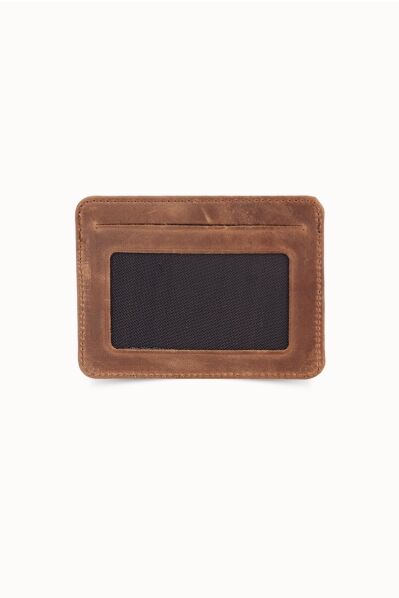Guard Vertical Crazy Tan Leather Card Holder - Thumbnail