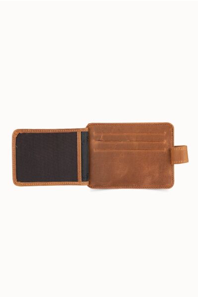 Guard Vertical Crazy Tan Leather Card Holder - Thumbnail