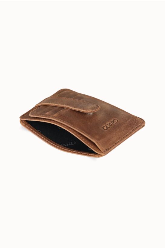 Guard Vertical Crazy Tan Leather Card Holder