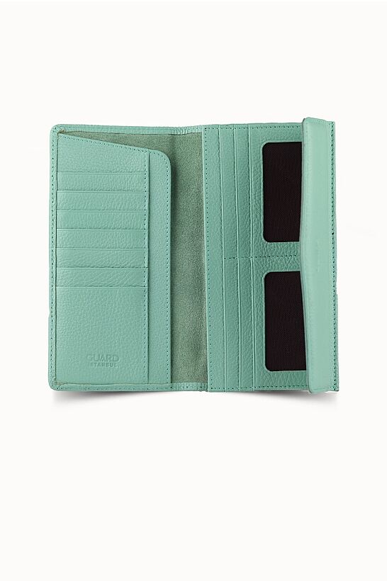 Guard Water Green Leather Women's Wallet with Phone Entry