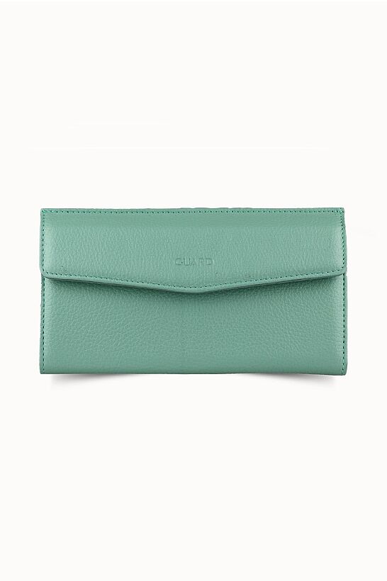 Guard Water Green Leather Women's Wallet with Phone Entry