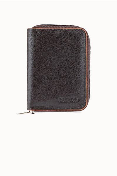 Guard - Guard Kahverengi Fermuarlı Deri Kartlık