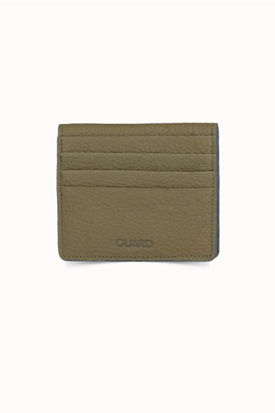 Guard Khaki Green Paste Design Leather Card Holder