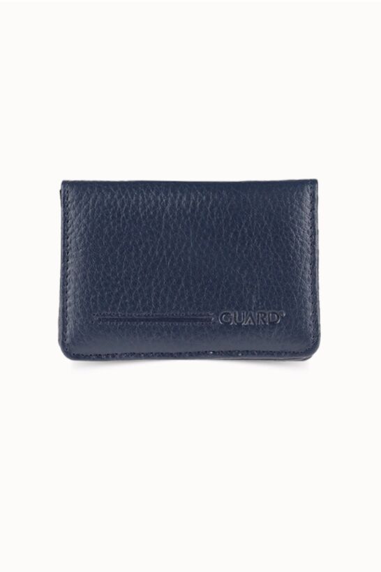 Guard Magnetic Small Size Navy Blue Leather Card/Business Card Holder