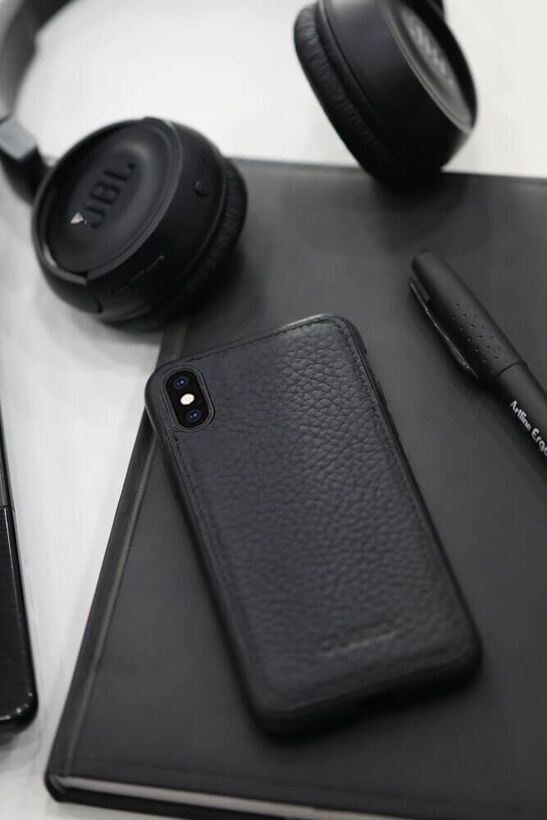 Guard Matte Black Leather iPhone X / XS Case