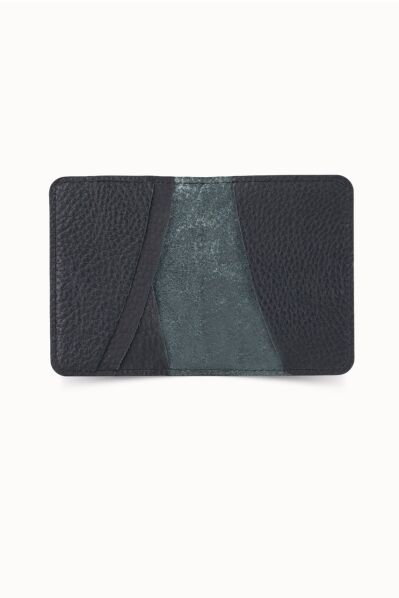 Guard Minimal Matte Black Leather Card Holder - Thumbnail