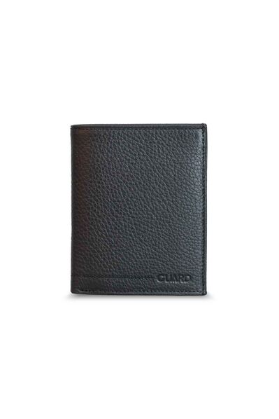 Guard Multi-Compartment Vertical Black Leather Men's Wallet - Thumbnail