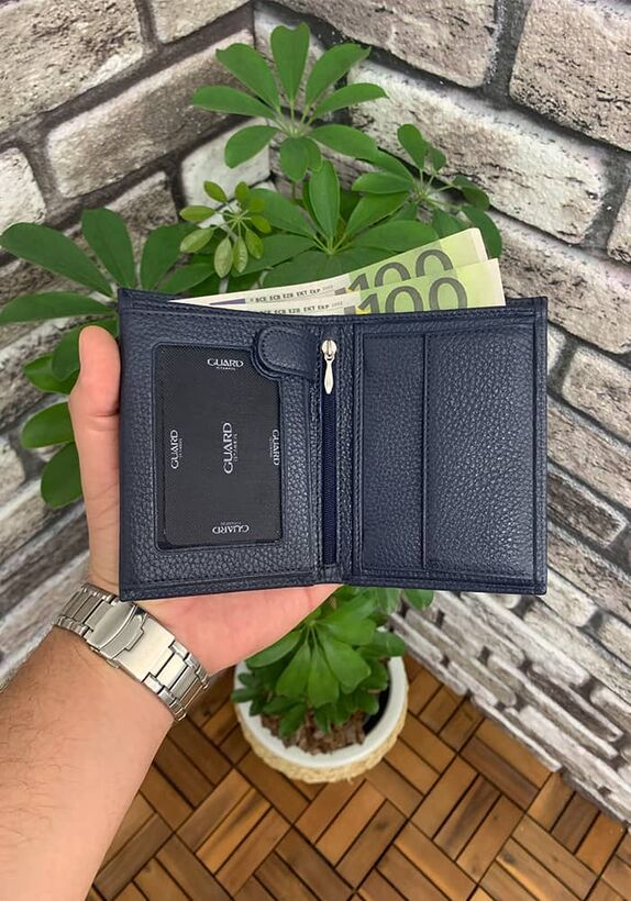 Guard Multi-Compartment Dark Blue Leather Men's Wallet