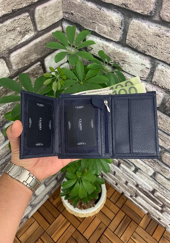Guard Multi-Compartment Dark Blue Leather Men's Wallet