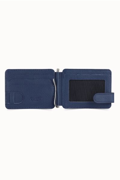 Guard Navy Blue Clip-on Leather Card Holder - Thumbnail