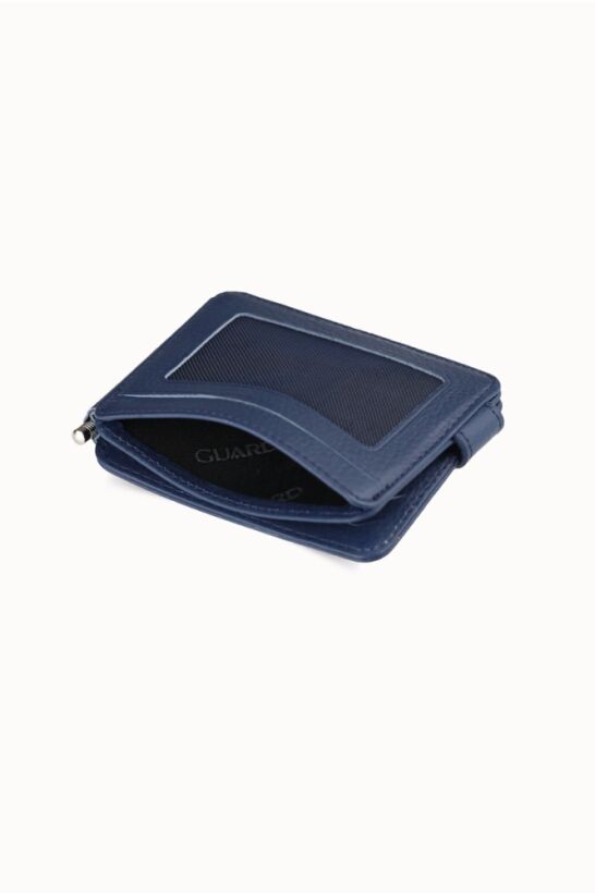 Guard Navy Blue Clip-on Leather Card Holder