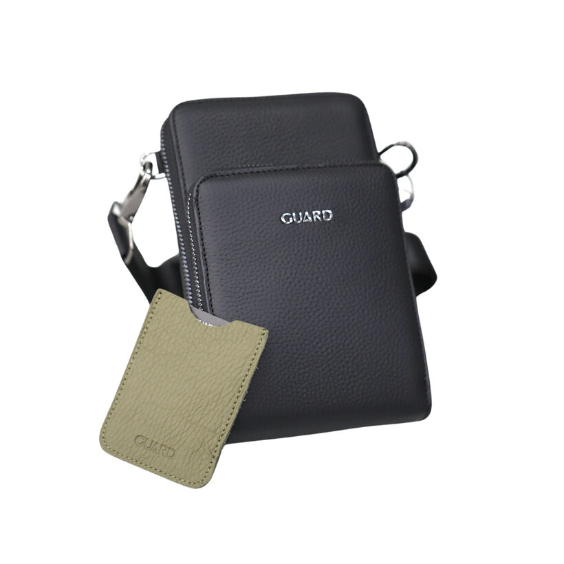 Omuz Askılı Çift Fermuarlı Deri Çanta 