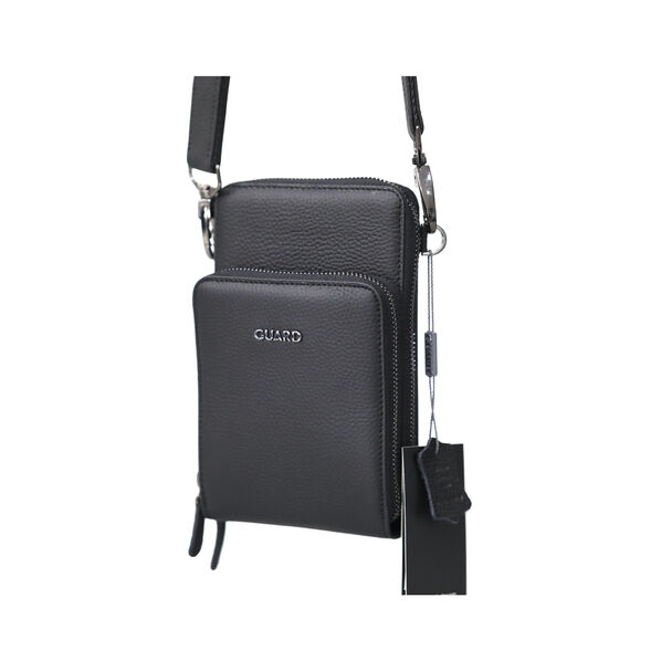 Omuz Askılı Çift Fermuarlı Deri Çanta - Thumbnail