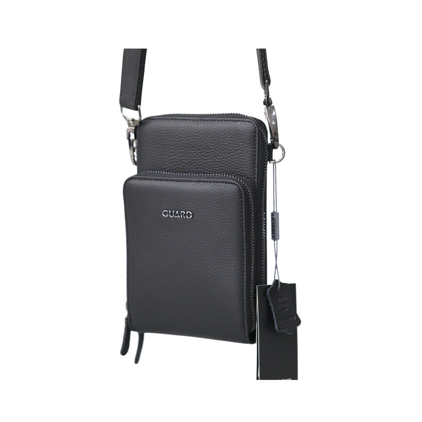 Omuz Askılı Çift Fermuarlı Deri Çanta 