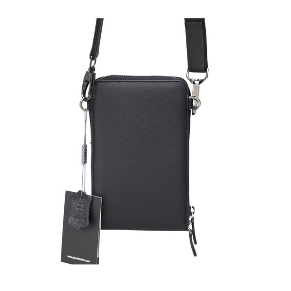 Omuz Askılı Çift Fermuarlı Deri Çanta - Thumbnail