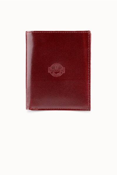 Özder Multi-Compartment Vertical Claret Red Leather Men's Wallet - Thumbnail