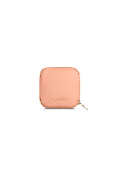 Guard Rose Color Zippered Leather Mini Accessory Bag - Thumbnail