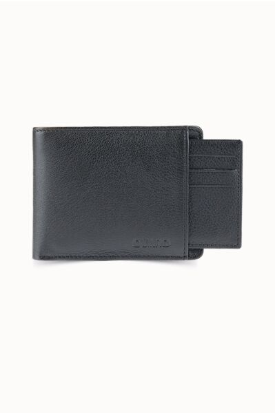 Guard Black Genuine Leather Men's Wallet with Hidden Card Slot - Thumbnail