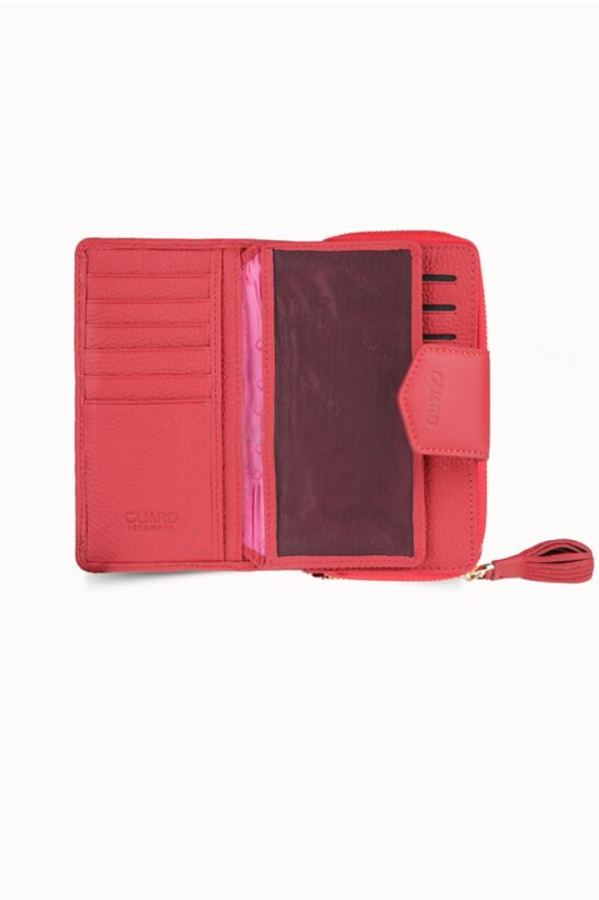 Guard Small Size Red Leather Women's Wallet