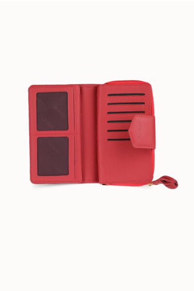 Guard Small Size Red Leather Women's Wallet - Thumbnail