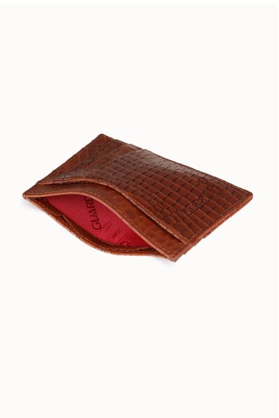 Guard Texas Printed Tan Leather Card Holder - Thumbnail