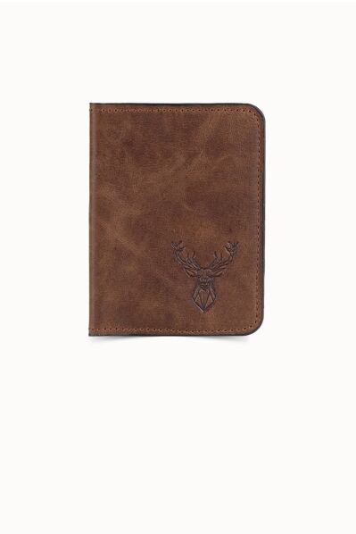 Guard - Guard Wolf Printed Antique Leather Card Holder